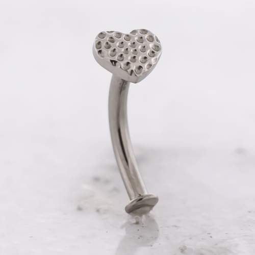 Titanium Threadless Floating Navel w/ Hammered Texture Heart End