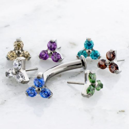 Titanium Floating Navel w/ Threadless Premium Zirconia Gem Trinity