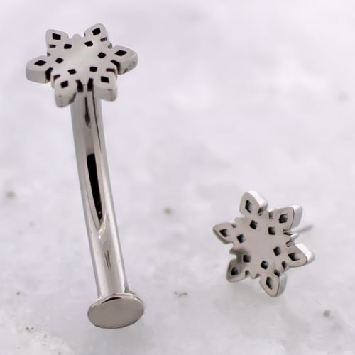 Titanium Threadless Floating Navel w/ Titanium Threadless Snowflake End