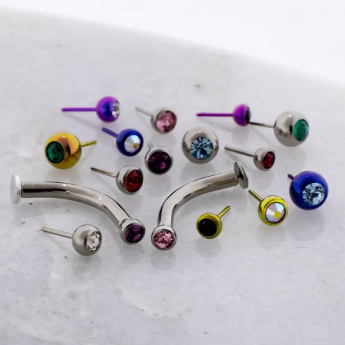 Titanium Threadless Floating Navel w/ Ball with Premium Zirconia End