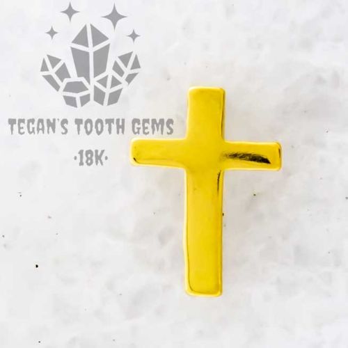 TEGAN'S TOOTH GEMS 18KT GOLD SIMPLE CROSS