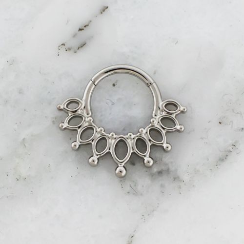 16G Titanium Hinged Ring w/ Beaded Lace