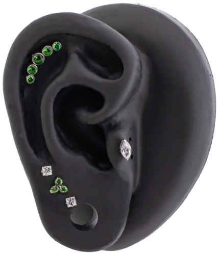 Titanium Threadless- Trinity- Spring Green- Ear Curation