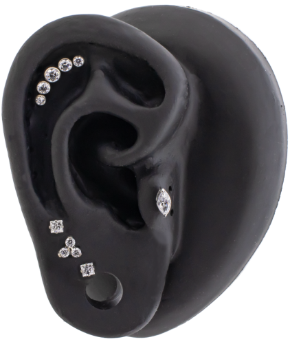 Titanium Threadless- Trinity- White- Ear Curation