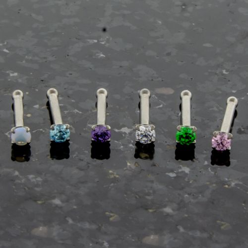 18G & 20G TITANIUM PRONG SET GEM NOSE BONES