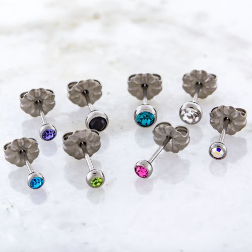 TITANIUM EARRING STUDS WITH GEMS