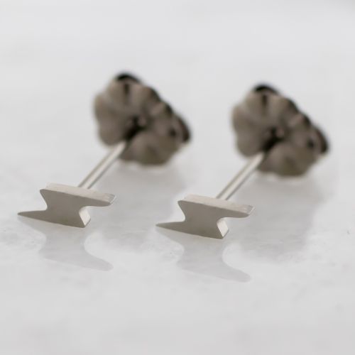 Titanium Threadless Earring Studs w/ Lightning Bolt End