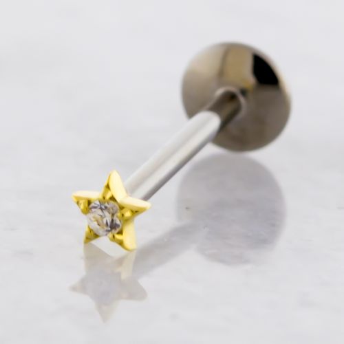 THREADLESS TITANIUM LABRET WITH 18KT GOLD STAR