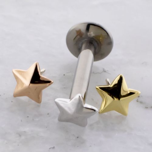 Threadless Titanium Labret w/ 18kt Star End