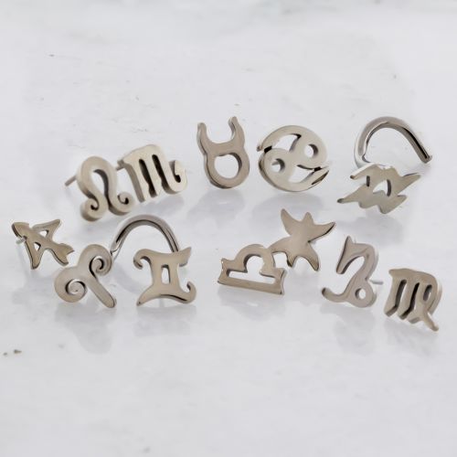 TITANIUM THREADLESS NOSE SCREW WITH ASTROLOGY