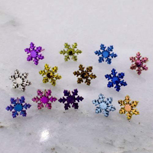 Titanium Threadless End -  Snowflake