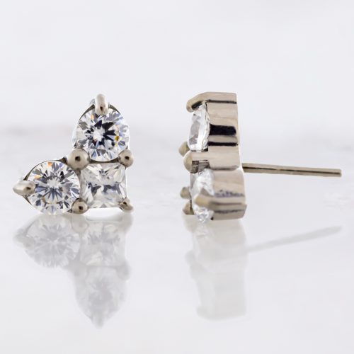 Titanium Threadless End - Square and Round CZ Cluster