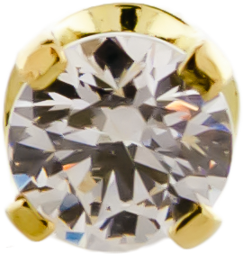 18KT Yellow Gold Prong Set Round Cut Cubic Zirconia-2.5MM-WHITE