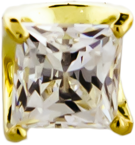 18KT Yellow Gold Prong Set Princess Cut Cubic Zirconia-2.5MM-WHITE