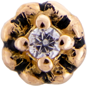 18KT GOLD THREADLESS FLOWER MICRO HEAD SET WITH PREMIUM ZIRCONIA-18KT ROSE GOLD-WHITE-2.5MM