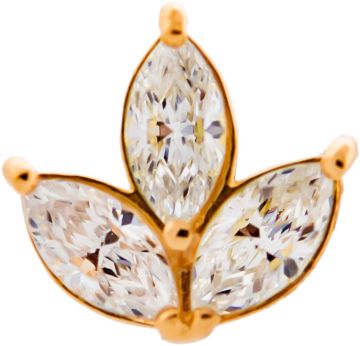 18KT GOLD THREADLESS LEAF SET WITH MARQUISE PREMIUM ZIRCONIA-WHITE-ROSE GOLD