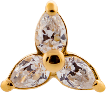 18KT GOLD THREADLESS PEAR CUT TRINITY SET WITH PREMIUM ZIRCONIA-WHITE-6MM-18KT ROSE GOLD