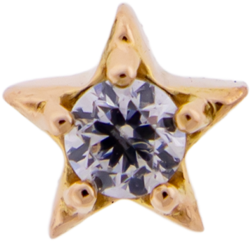 18KT GOLD THREADLESS STAR HEAD SET WITH PREMIUM ZIRCONIA-18KT ROSE GOLD-WHITE-3.5MM