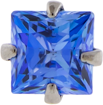 Titanium Threadless Prong Set Square Premium Zirconia-4MM-ARCTIC BLUE