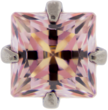 Titanium Internal Prong Set Square Premium Zirconia-1.2MM (16G)-4MM-FANCY MORGANITE