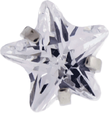 16G/18G STEEL STAR GEM PRONG SET REPLACEMENT HEAD - CLEAR 4MM