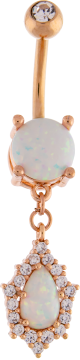 ROSE GOLD OPAL AND GEM NAVEL RING-ROSE GOLD PVD