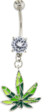 POT LEAF CRYSTAL NAVEL RING-CLEAR