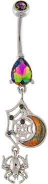 SPIDER WEB WITH OPAL MOON NAVEL RING-VITRAIL MEDIUM