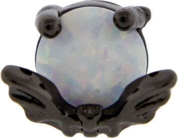 16G Tragus Barbell Bat w/ Opal Moon-WHITE OPAL