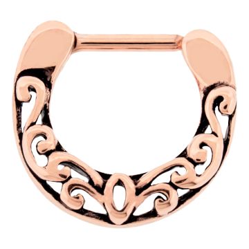 ROSE GOLD STEEL CAST 16G 5/16 SEPTUM CLICKER WITH FILIGREE