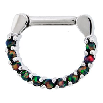 STEEL CAST 16G 5/16 SEPTUM CLICKER WITH SYNTHETIC BLACK OPAL