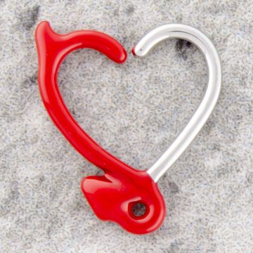 Heart Devil Tail Daith Ring - Red