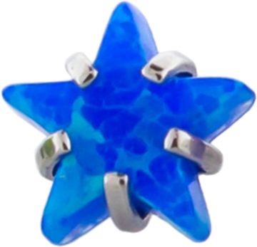 16G/18G STEEL PRONG SET OPAL STAR END-1.2MM (16G)-5MM-BLUE OPAL