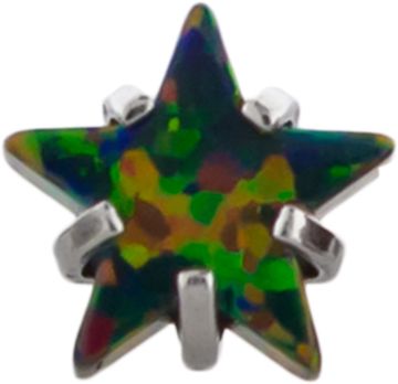 16G/18G TITANIUM PRONG SET OPAL STAR-1.2MM (16G)-BLACK OPAL