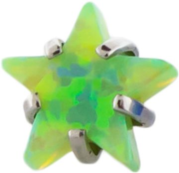 16G/18G TITANIUM PRONG SET OPAL STAR-1.2MM (16G)-LIME GREEN OPAL