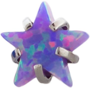 16G/18G STEEL PRONG SET OPAL STAR END-1.2MM (16G)-5MM-LIGHT PURPLE OPAL