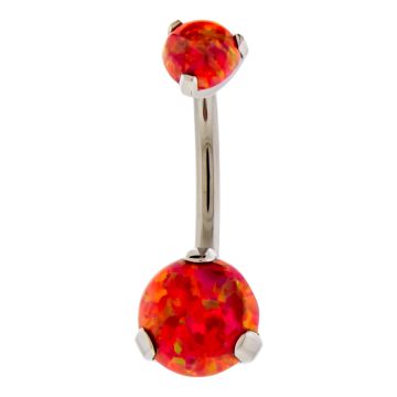 PRONG SET SYNTHETIC OPAL STEEL BELLY RING - 3/8