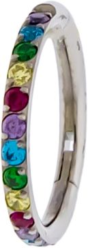 TITANIUM HINGED RING SET WITH RAINBOW GEMS-1.2MM (16G)-8MM (5/16