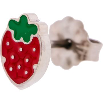 Titanium Stud Earring with Epoxy Strawberry-RED