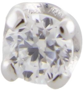 18KT Gold Prong Set Round Cut Premium Zirconia-1.5MM-WHITE-18KT WHITE GOLD