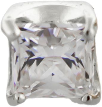 18KT Gold Prong Set Square Cut Premium Zirconia-18KT WHITE GOLD-WHITE-2.5MM