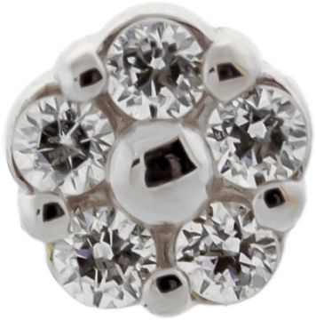 18KT GOLD THREADLESS MICRO FLOWER HEAD SET WITH PREMIUM ZIRCONIA-WHITE-18KT PALLADIUM WHITE GOLD